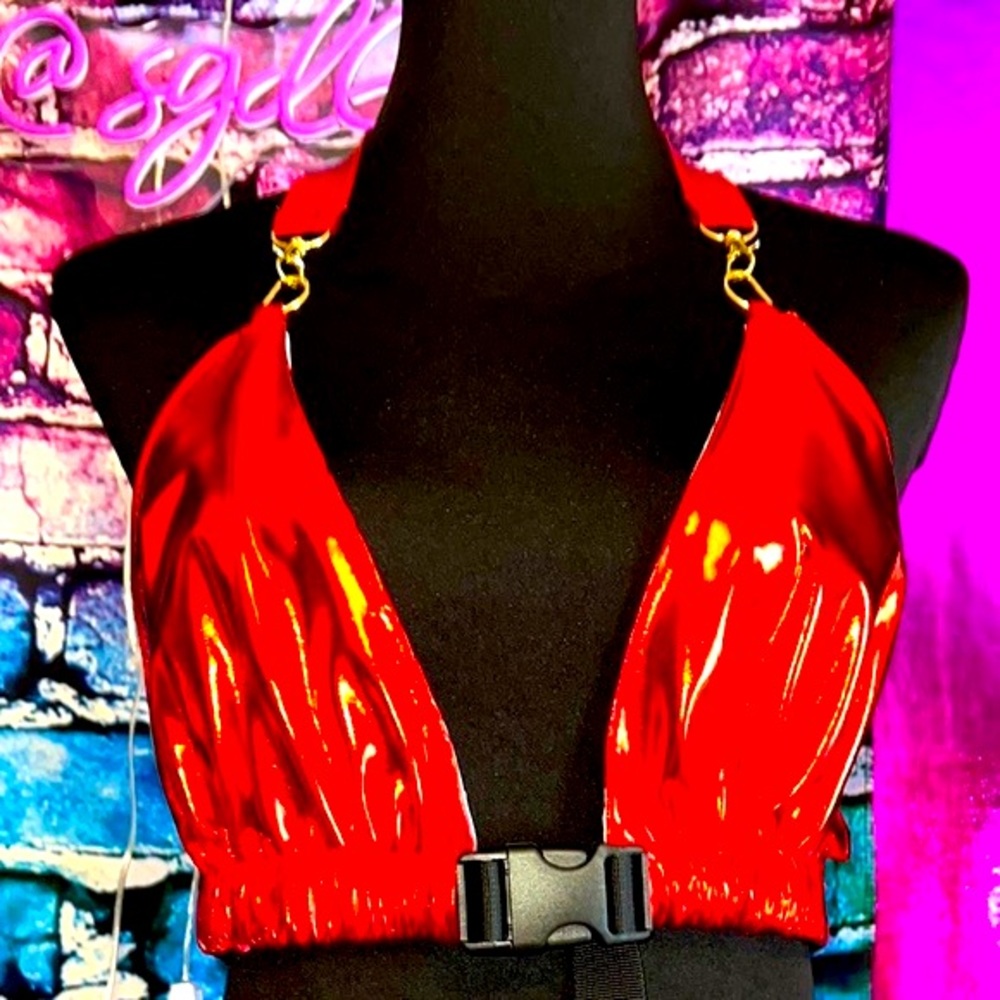 New Red Rave Halter Top - Picture 7 of 12